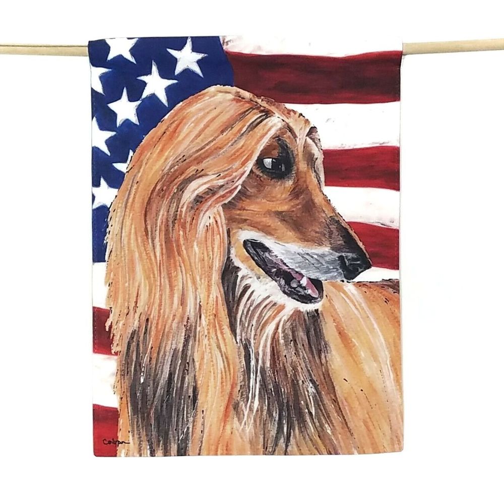 Afghan Hound Dog USA Patriotic Garden Flag